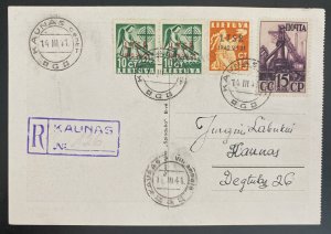 1942 Kaunas Lithuania Soviet Socialist Republic RPPc Postcard cover Locally Used