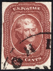 Scott 12, GORGEOUS, SOUND STAMP, Neat Cancel!