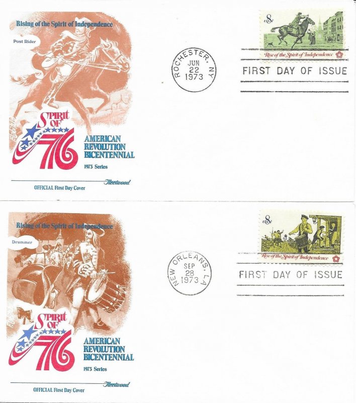 1973 FDC, #1476-1479, 8c Spirit of Independence, Fleetwood (4)