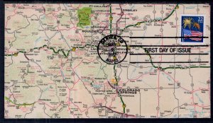 US 2276 Flag With Fireworks Map U/A FDC