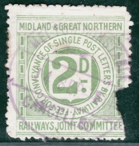 GB M&GNRJC RAILWAY Letter Stamp 2d Rare Dated *MELTON CONSTABLE* Norfolk LIME176