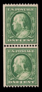 MOMEN: US STAMPS #385 COIL PAIR MINT OG NH VF PF & PSE CERTS LOT #89164