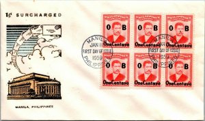 1959 Philippines FDC 1c Surcharged - Manila - F14892