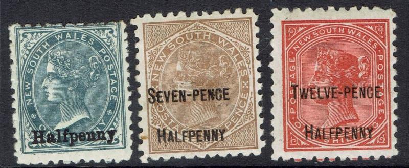 NEW SOUTH WALES 1891 QV SURCHARGE SET 