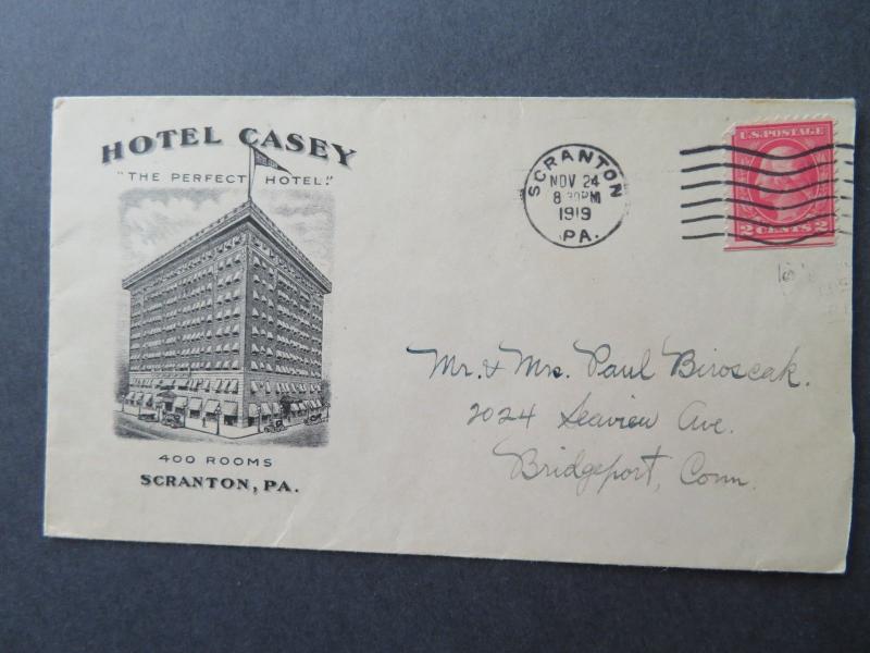 US 1919 Hotel Casey Scranton PA Cacheted Cover - Z7785