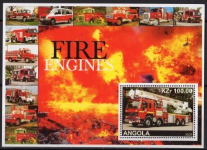 Angola 2002 FIRE ENGINES - FIRE BRIGADE Souvenir Sheet #2 Perforated MNH