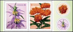 BUTTERFLY MILKWEED, SPOTTED BEEBALM wildflowers = BK pair (mfp) MNH Canada 2024