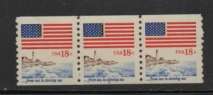 Scott # 1891  Plate # 5 unused  OG  MNH  coil  strip of 3