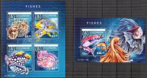 Solomon Islands 2015 Marine Life Fishes II sheet + S/S MNH