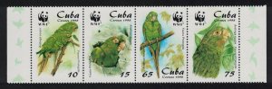 Caribic Birds WWF Parakeet Strip of 4v 1998 MNH SC#3961-3964 SG#4298-4301