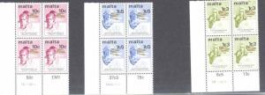 MALTA LOT OF CORNER BLOCKS OF FOUR MINT NEVER HINGED  AS SHOWN 