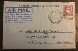 1944 Field Post England Armed Forces Airmail Cover To Ottawa Canada