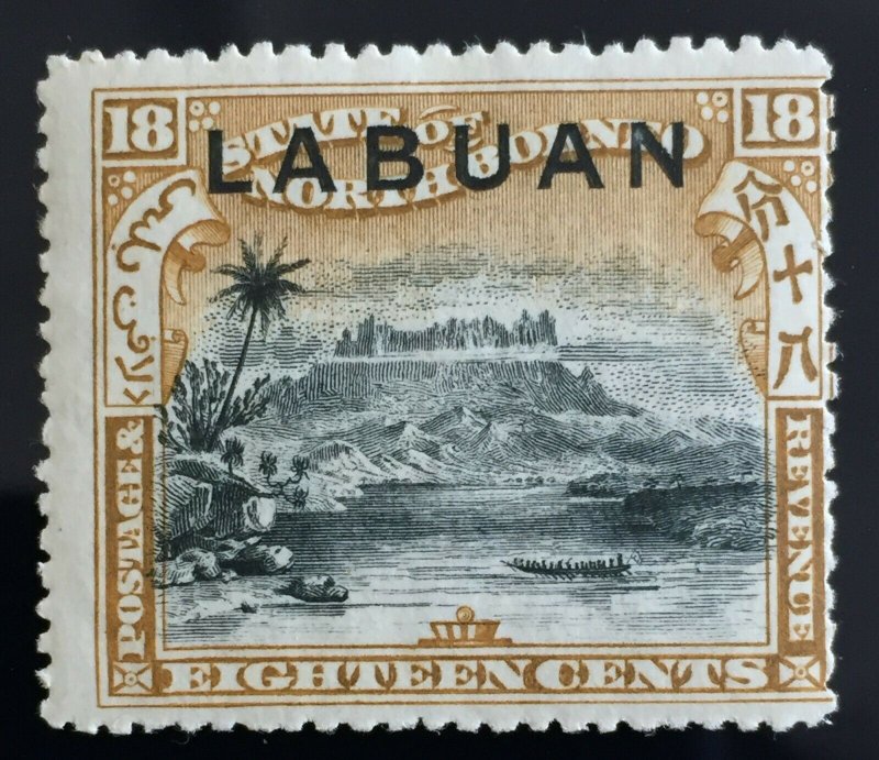 MALAYA 1896 LABUAN opt NORTH BORNEO 18c MH P.15 SG#72 M2641