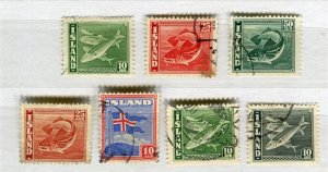 ICELAND; 1939 early Fish issue fine used small LOT