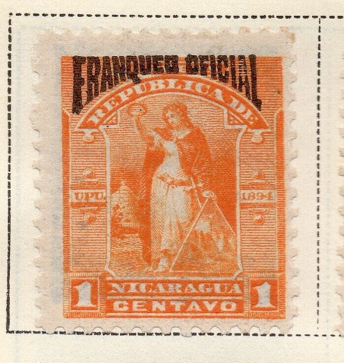 Nicaragua 1894 Early Issue Fine Mint Hinged 1c. Official Optd 323727