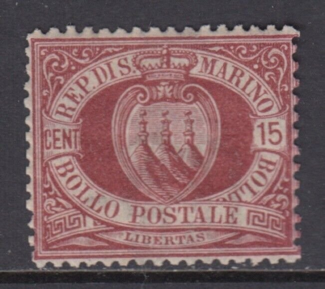 SAN MARINO - Sassone n.15 cv 3000$ MNH** SIGNED RAYBAUDI SUPER CENTERED