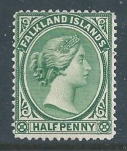 Falkland Islands #9 Mint No Gum 1/2p Queen Victoria - Green