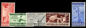 Panama #C43-47 Cat$15.50+ (for hinged), 1938 4th Central Caribbean Games, com...