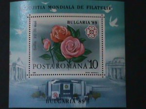 ROMANIA-1989-BULGARIA'89 WORLD STAMP SHOW-COLORFUL LOVELY ROSES-MNH-S/S VF