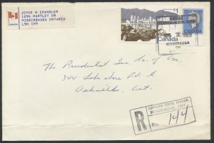 1977 Registered Cover Mississauga Clarkson Postal Stn  to Oakville