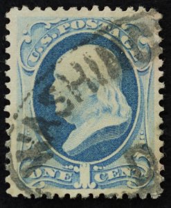 U.S. Used Stamp Scott #182 1c Franklin, Superb. Washington, DC Cancel. A Gem!