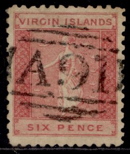 BRITISH VIRGIN ISLANDS QV SG7, 6d rose-red, FINE USED. Cat £90.