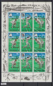 XG-AK873 GUYANA - Cricket, 1968 M.C.C. Tour Of West Indies MNH Sheet