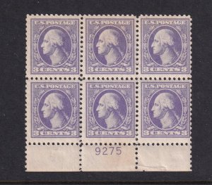 1918 Washington 3c Sc 530 MNH with original gum, Type IV, plate block (BB