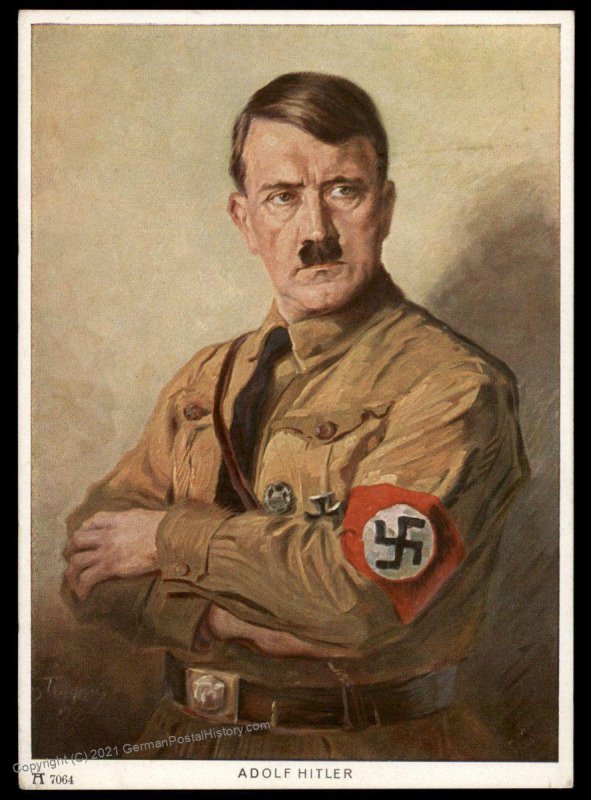 3rd Reich Germany Adolf Hitler Color Portrait Ackermann BDay Propaganda ...