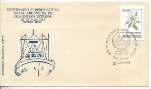 ARGENTINA 1984 NAVAL FORCE SHIPS ANTARCTICA ISLA DE LOS ESTADOS COVER POSTMARK