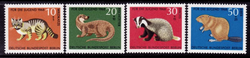 Germany Berlin 9NB53-56 MNH - Animals Otter Beaver Badger Wildcat (1968)