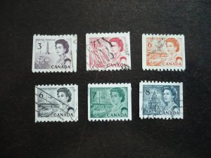 Stamps - Canada - Scott# 466-550 - Used Part Set of 6 Coil Stamps