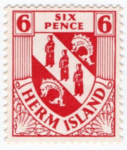 (I.B) Cinderella Collection : Herm Island 6d (Coat of Arms) 