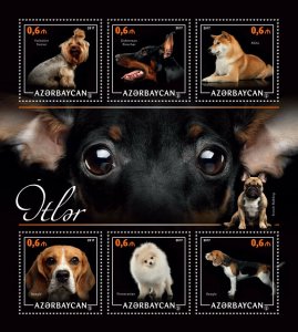 Azerbaijan Dogs Stamps 2017 MNH Beagle Pomerian Doberman Pinscher 6v M/S II