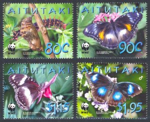 Aitutaki 2008 BUTTERFLIES Scott #539-542 Mint Never Hinged