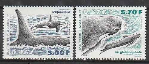 2001 St. Pierre and Miquelon - Sc 702-3 - MNH VF - 2 single - Whales