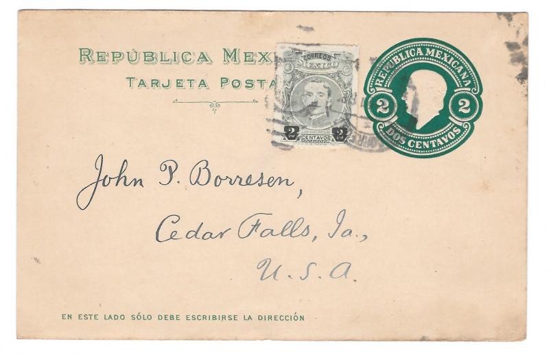 1921 Mexico Uprated 2c Vazquez on 2c Hidalgo Postal Stationery Card to US