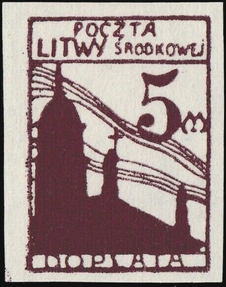 CENTRAL LITHUANIA / MITTELLITAUEN - 1921 Mi.P.5.B 5M Mint* - ref.916m