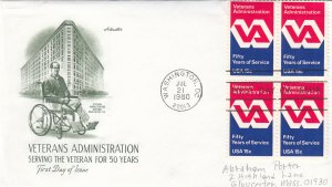 1980, 50th Anniv. Veterans Admin., Block/4, FDC, Artmaster (E10661)