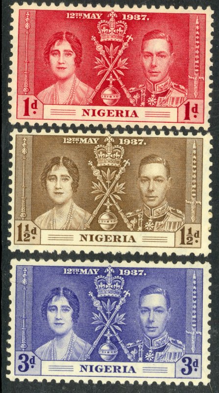 NIGERIA 1937 KGVI CORONATION Set Sc 50-52 MNH