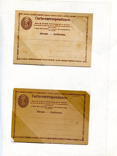 Switzerland  used and unused Correspondence cards 1874   - Lakeshore Philatelics