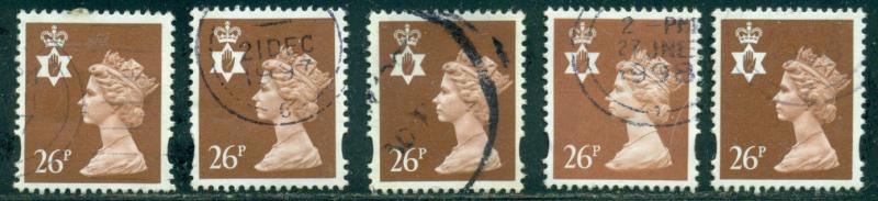 GREAT BRITAIN N. IRELAND SG-NI73, SCOTT # NIMH60, USED, 5 STAMPS, GREAT PRICE!