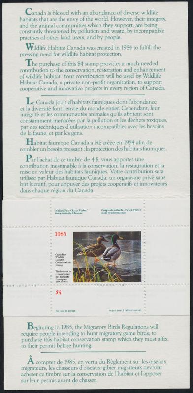 Canada FWH1 MNH Wildlife Conservation Stamp, Bird, Mallards