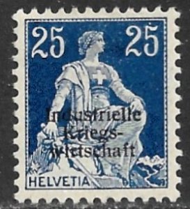 SWITZERLAND 1918 25c WAR BOARD OF TRADE Official Sc 1O7 MH