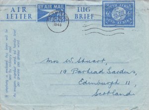 south africa to scotland 1948 stamps air letter ref r13221