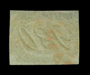 BRAZIL 1844  INCLINADOS  180reis black  Scott # 11 used  RARE