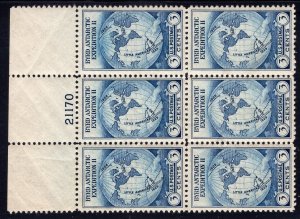 HS&C: Scott #733 3 cent Byrd plate block. PL#21170 XF NH Mint US Stamp