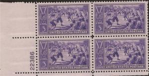 US Stamp 1939 Baseball Centennial Plate Block of 4 Stamps MNH #855