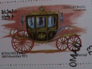 OMAN-1973  ROYAL WEDDING-COLORFUL-CTO S/S-VF-WITH FIRST DAY OF POSTAL CANCEL