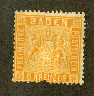 BADEN 13 MNG DAMAGED SCV $72.50 BIN $14.50 COAT OF ARMS